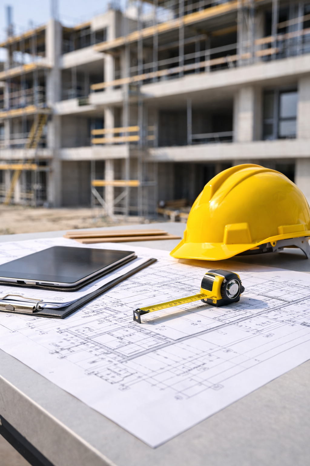 Инженерная координация, чертежи и строительная каска